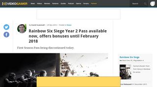 
                            13. Rainbow Six Siege Year 2 Pass available now, offers bonuses until ...