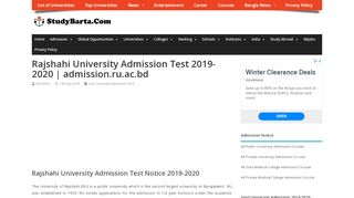 
                            6. Rajshahi University Admission Test 2018-19 | admission.ru.ac.bd