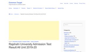 
                            7. Rajshahi University Admission Test Result All Unit 2018-19 | Common ...