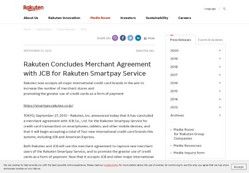 
                            13. Rakuten Concludes Merchant Agreement with JCB for Rakuten ...