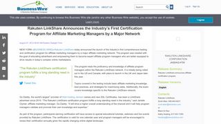 
                            11. Rakuten LinkShare Announces the Industry's First Certification ...