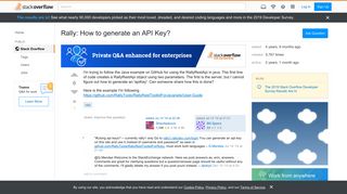 
                            9. Rally: How to generate an API Key? - Stack Overflow
