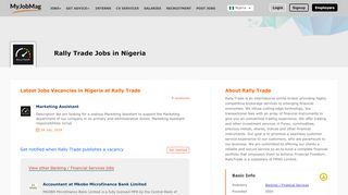 
                            2. Rally Trade Jobs and Vacancies in Nigeria February 2019 | MyJobMag