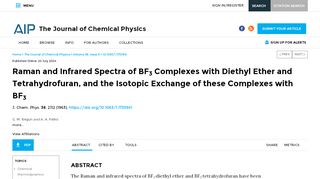 
                            13. Raman and Infrared Spectra of BF3 Complexes with Diethyl Ether and ...