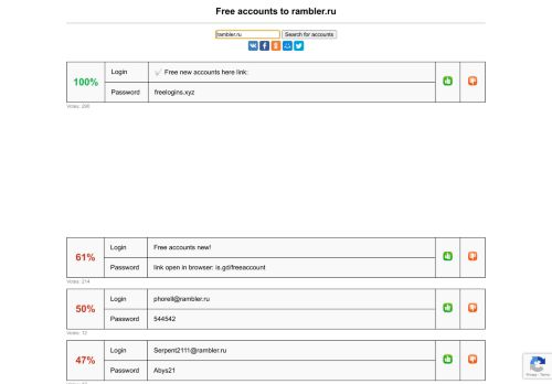 
                            4. rambler.ru - free accounts, logins and passwords