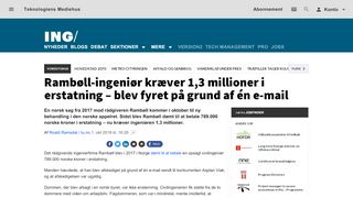 
                            13. Rambøll-ingeniør kræver 1,3 millioner i erstatning – blev fyret på ...