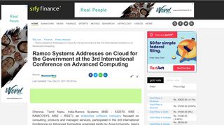 
                            8. Ramco Systems Addresses on Cloud for the Government at ... - Sify.com