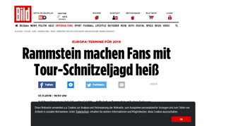 
                            13. Rammstein-Tour 2019: Erste Europa- und Deutschland-Termine ...