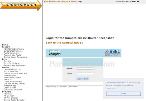 
                            5. Ramptel RD151 Login Router Screenshot - PortForward.com