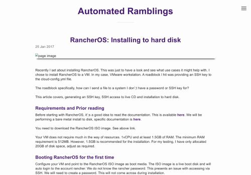 
                            7. RancherOS: Installing to hard disk - Automated Ramblings