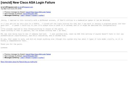 
                            8. [rancid] New Cisco ASA Login Failure