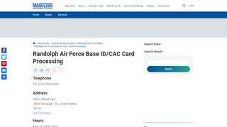 
                            13. Randolph Air Force Base ID/CAC Card Processing | Military.com