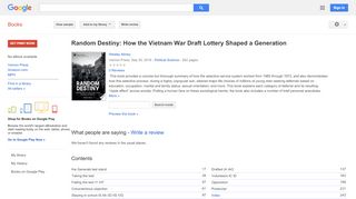 
                            10. Random Destiny: How the Vietnam War Draft Lottery Shaped a Generation - Keputusan Buku Google