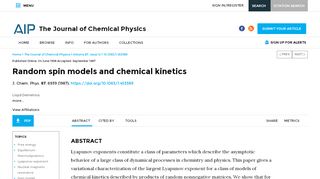 
                            13. Random spin models and chemical kinetics: The Journal of Chemical ...