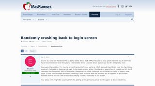 
                            7. Randomly crashing back to login screen | MacRumors Forums