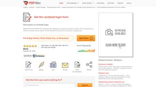 
                            8. Randstad Login - Fill Online, Printable, Fillable, Blank | PDFfiller
