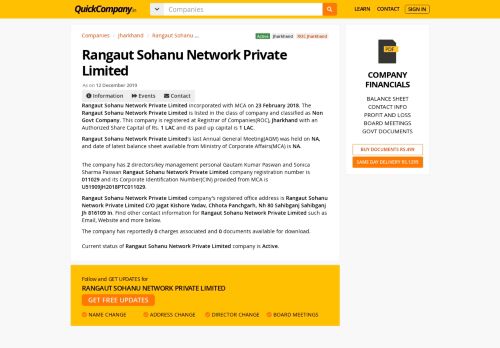
                            8. Rangaut Sohanu Network Private Limited - Company, | QuickCompany