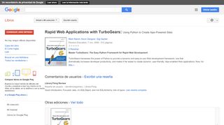 
                            5. Rapid Web Applications with TurboGears: Using Python to Create ... - Resultado de la Búsqueda de libros de Google