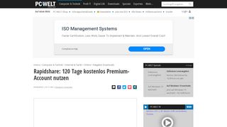 
                            6. Rapidshare: 120 Tage kostenlos Premium-Account nutzen - PC-WELT