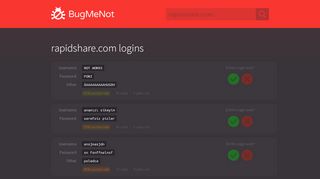 
                            3. rapidshare.com logins - BugMeNot