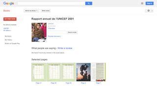 
                            12. Rapport annuel de l'UNICEF 2001 - Résultats Google Recherche de Livres
