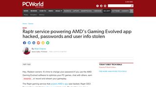 
                            11. Raptr service powering AMD's Gaming Evolved app hacked ...