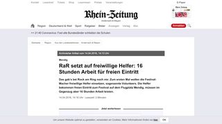 
                            9. RaR setzt auf freiwillige Helfer: 16 Stunden Arbeit für freien Eintritt ...