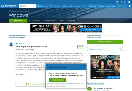
                            6. RAS login and password issue - TechRepublic