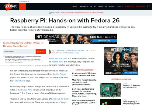 
                            12. Raspberry Pi: Hands-on with Fedora 26 | ZDNet