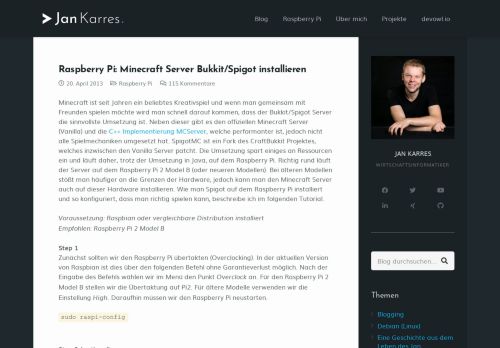 
                            7. Raspberry Pi: Minecraft Server Bukkit/Spigot installieren › Jan Karres