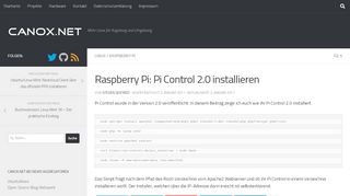 
                            6. Raspberry Pi: Pi Control 2.0 installieren – CANOX.NET
