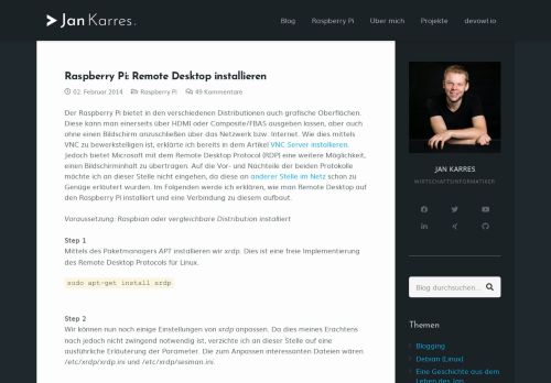 
                            7. Raspberry Pi: Remote Desktop installieren › Jan Karres