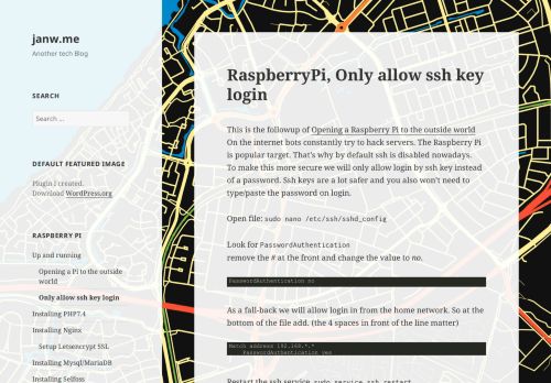 
                            7. RaspberryPi, Only allow ssh key login - janw.me