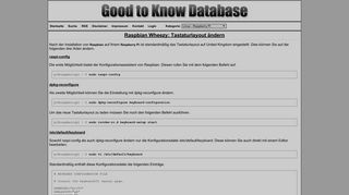 
                            1. Raspbian Wheezy: Tastaturlayout ändern - Good to Know Database