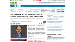 
                            10. Ravi Gopalakrishnan, head of equities at Canara Robeco Mutual ...