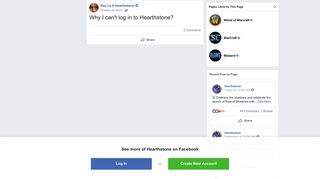 
                            5. Ray Le - Why I can't log in to Hearthstone? | Facebook