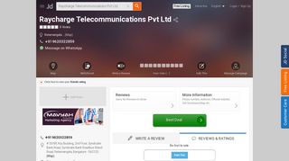 
                            9. Raycharge Telecommunications Pvt Ltd, Nelamangala - Justdial