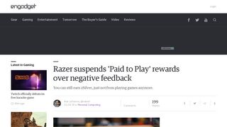 
                            4. Razer suspends 'Paid to Play' rewards over negative feedback