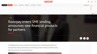 
                            11. Razorpay enters SME lending, announces new financial products for ...