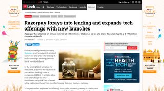 
                            8. Razorpay: Razorpay forays into lending and expands tech offerings ...