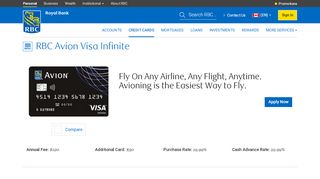 
                            12. RBC Visa Infinite Avion Credit Card - RBC Royal Bank