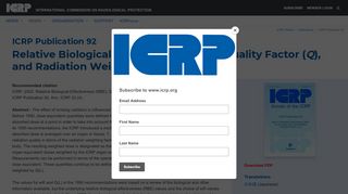 
                            7. (RBE), Quality Factor (Q), and Radiation Weighting Factor (w R ) - ICRP