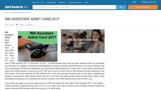 
                            9. RBI Assistant Admit Card 2017 (Released) - Download Office ...