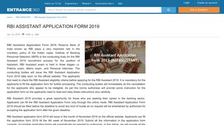 
                            8. RBI Assistant Application Form 2019 - Check How to Apply Online