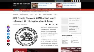 
                            9. RBI Grade B exam 2018 admit card released @ rbi.org.in; check ...