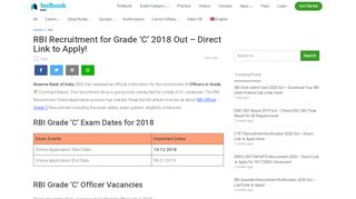 
                            10. RBI Recruitment for Grade 'C' 2018 Out - Direct Link to Apply ...