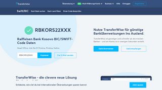 
                            6. RBKORS22XXX BIC/SWIFT-Code - Raiffeisen Bank Kosovo Serbia ...