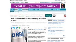 
                            10. RBS confirms exit of retail banking branches in India - The Economic ...