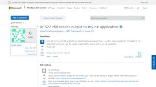 
                            11. RC522 rfid reader output to my c# application - MSDN - Microsoft