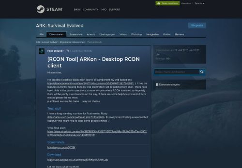 
                            2. [RCON Tool] ARKon - Desktop RCON client :: ARK: Survival Evolved ...